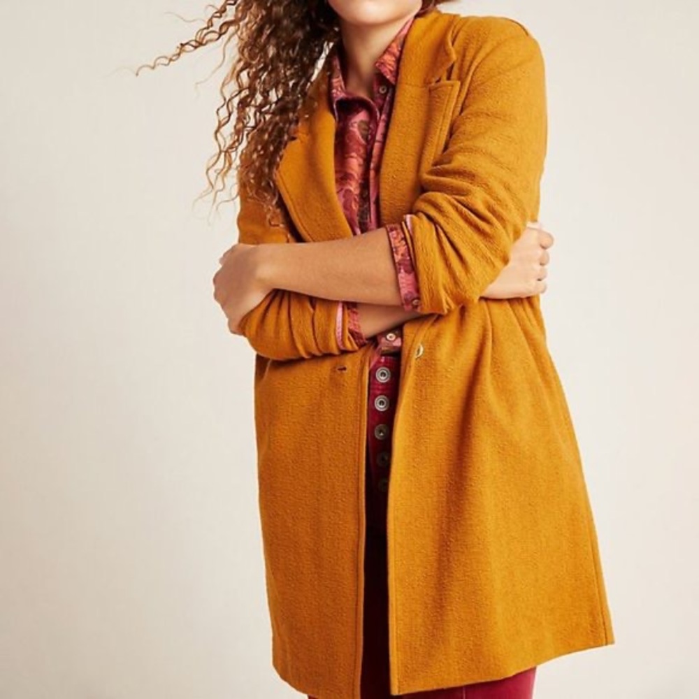 Anthropologie mustard oversized blazer